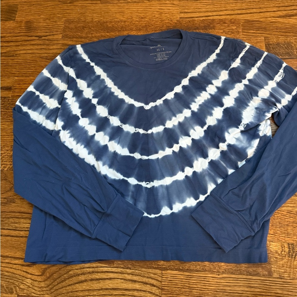 Spiritual Gangster Navy and White Tie-Dye Long Sleeve Tee
